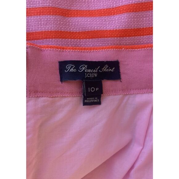 J.Crew Women's Size 10P Petite Pink Striped Pencil Cotton Spring Summer Skirt - Picture 5 of 11